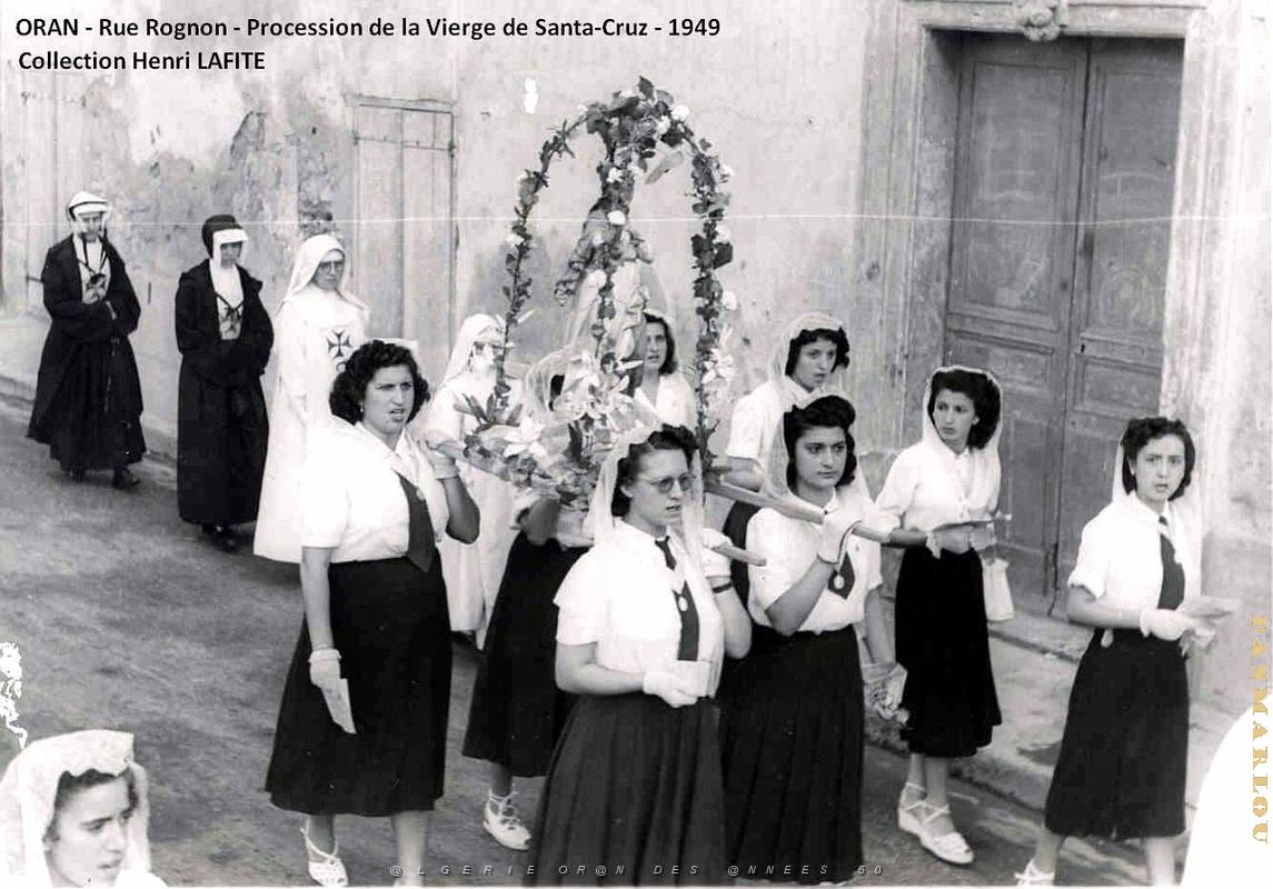 Oran - Marine - Rue Rognon - Procession Vierge de Santa Cruz - 1949.jpg